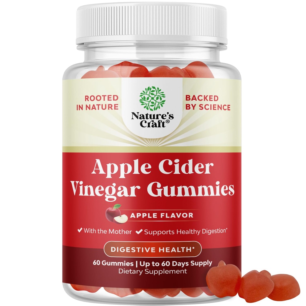 Manijas de vinagre de manzana para la pérdida de peso - Limpiar &amp; Detox Gummies para Gut Health, Bloating & Energy Support - ACV Vacas con vitamina B12, vitamina B6 &amp; granada para un mejor metabolismo - 60 cuenta