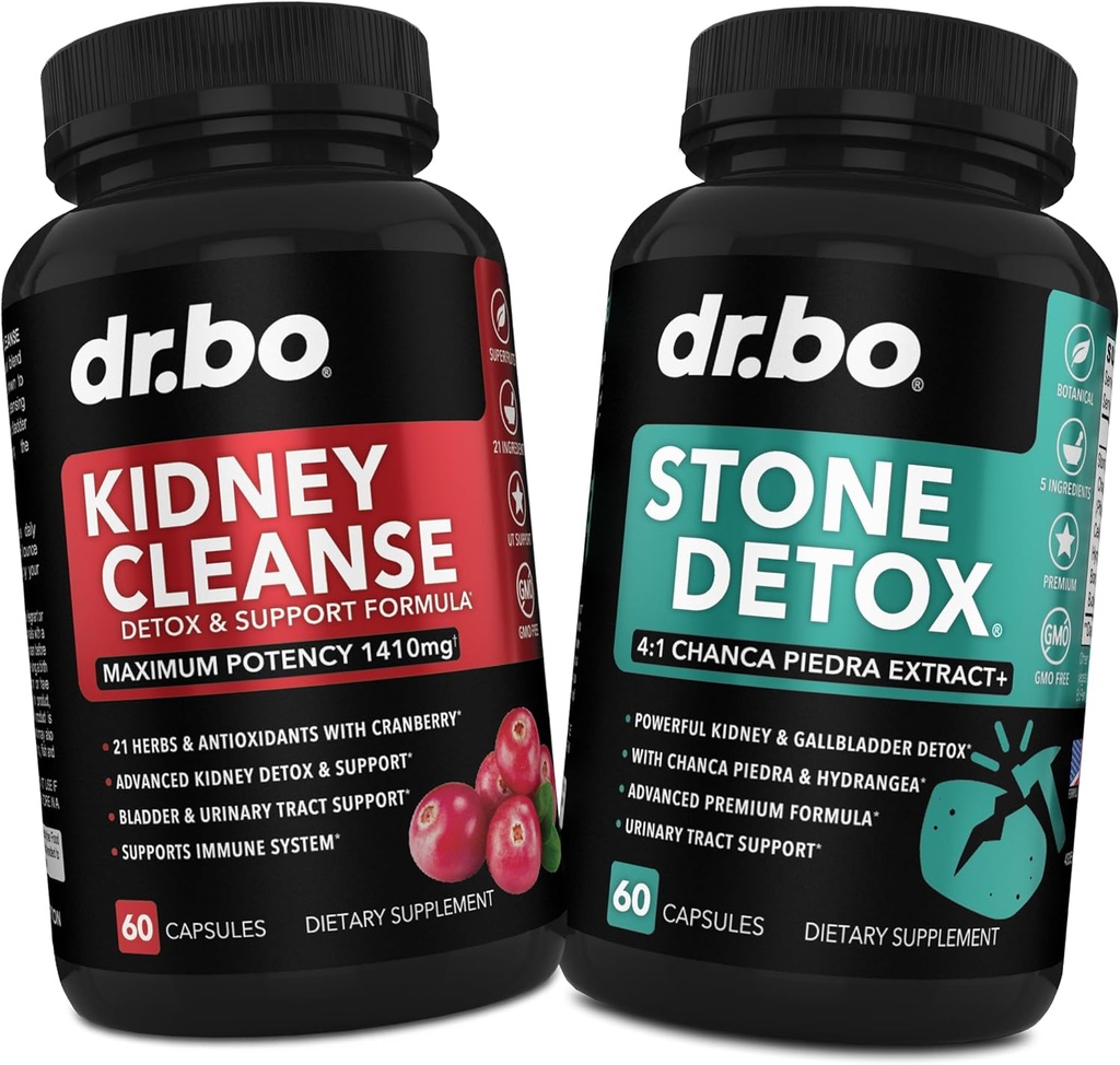 Kidney Cleanse & Stone Detox Support Supplement - Natural Cranberry, Juniper Berries, Buchu, Uva Ursi Extract, Stone Breaker Chanca Piedra - Asistencia para niños Gallivedder, Vejiga & orina Salud Tract