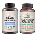 AMANDEAN Premium Brain &amp; Magnesium Bundle: High-Absorption Magnesium L-Threonate, Glycinate & Malate, USA-Grown Organic Lion’s Mane 6:1 Extract, and Alpha-GPC. Apoya la salud cognitiva, enfoque " sueño