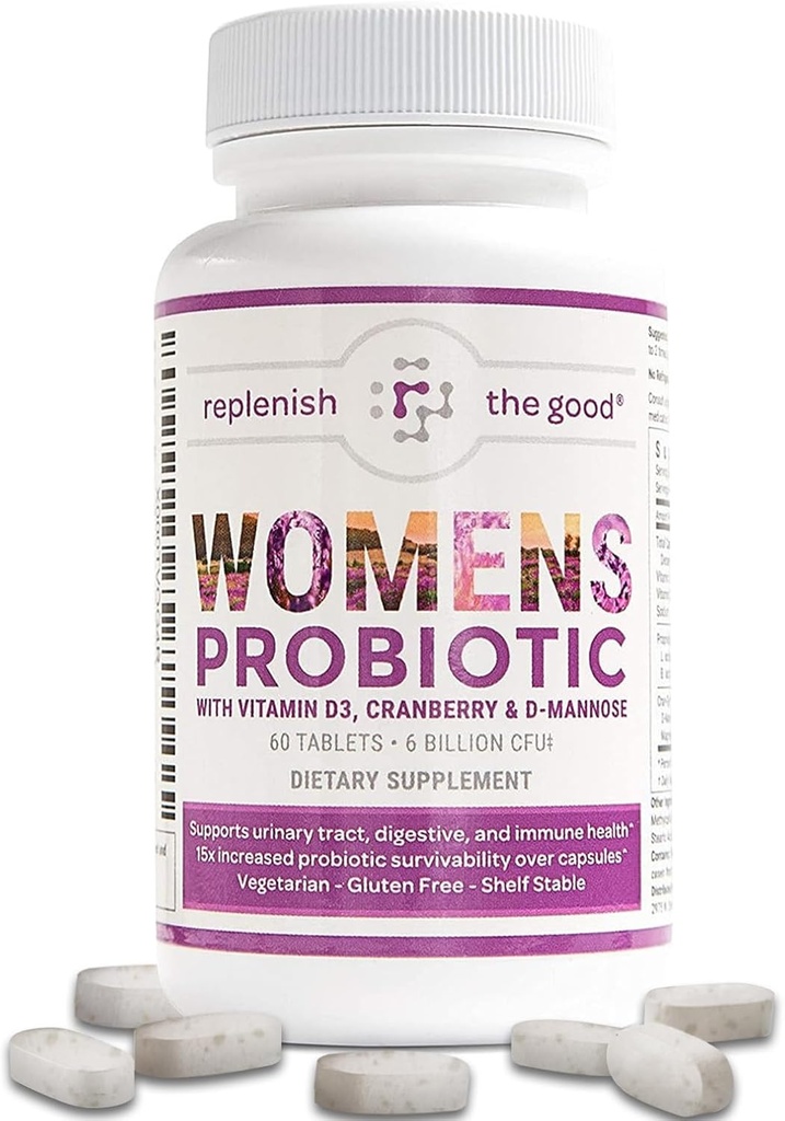 Probióticos para Mujeres - Apoya la Salud Digestiva y Vaginal con D3, Prebióticos & Cranberry - Defends Against UTI & Yeast - 15x Más Eficacia que las cápsulas regulares (60 Cuenta)
