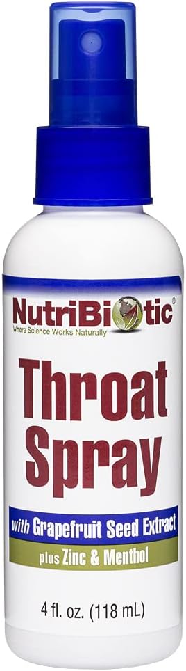 NutriBiotic – Throat Spray con GSE, 4 Fl. Oz peru Gentle and Soothing Sore Throat Support with Grapefruit Seed Extract, Zinc & Menthol ← Alcohol Free " Non-Medicated