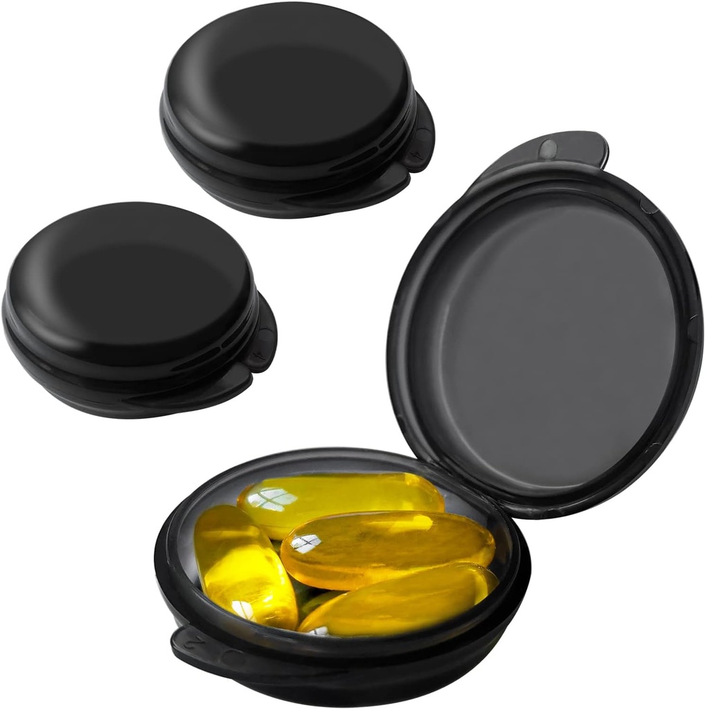 Caja pequeña de pill (3 Pack), Organizador diario de mini pill portátil para bolsillo de púrpura, caja de travel de la píldora de almacenamiento de la caja del mango de almacenamiento