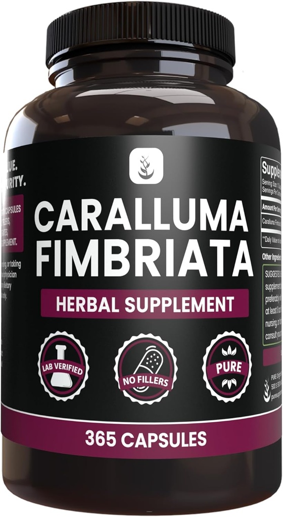 PURE ORIGINAL INGREDIENTES Caralluma Fimbriata (365 cápsulas) No hay magnesio o rifles de arroz, siempre puro, lab Verificado