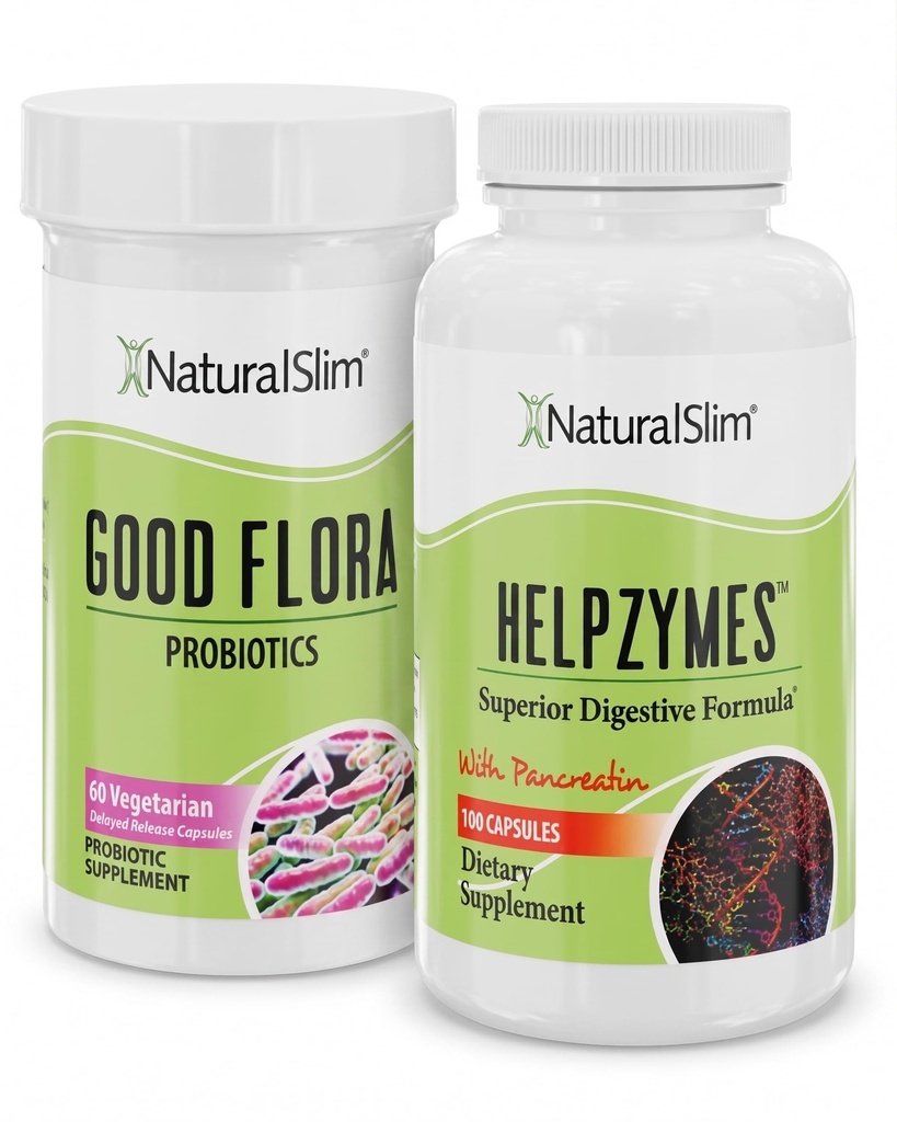 NaturalSlim Digestive Health Bundle – Good Flora & Helpzymes - Potent Probiotics & Powerful Digestive Enzymes for Better Digestion " Absorption of Food Nutrients ← Formulado por Frank Suarez