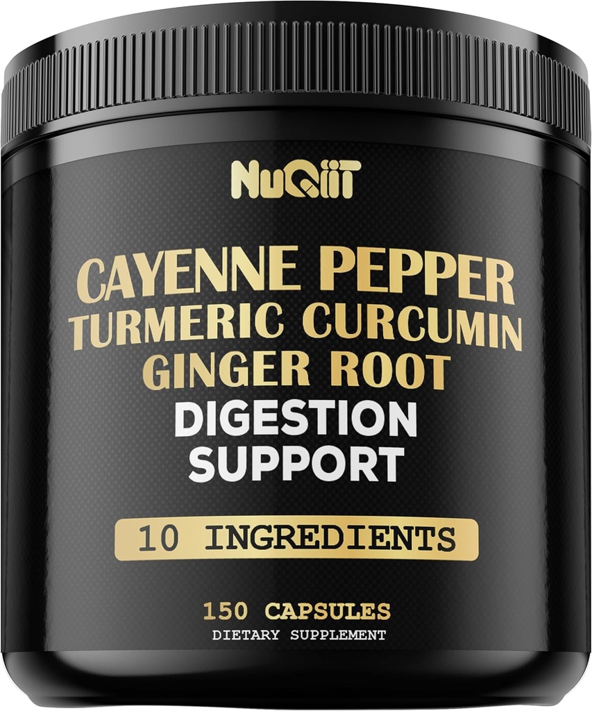 Cayenne Pepper Capsules con Ritmo de Curcumina Turmérica, Ginger Root, Berberine HCl & More - Sistema de Apoyo Inmunitario, Digestión, Salud Conjunta & Salud Corporal - 150 cápsulas