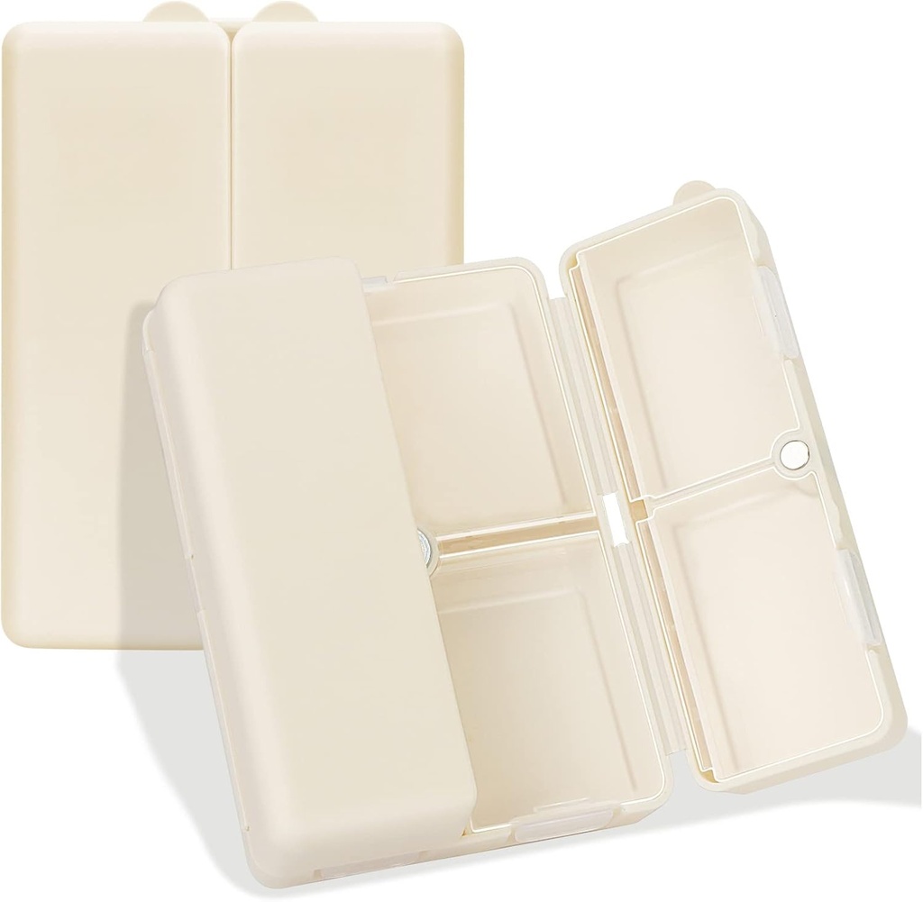 FYY Daily Pill Organizer,7 Compartments Portable Case [Folding Design] Travel Pill Box for Purse Pocket to Hold Vitamins,Cod Liver Oil,Supplements and Medication-White