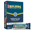 CLIF BUILDERS + Caffeine Protein Bares - Chocolate Chip Cookie Dough Flavor - 20g Plant Based Protein - Gluten Free - Non-GMO - Low Glycemic - No Sweeteners artificiales - 2.4 oz. (12 Pack)