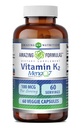 Fórmulas asombrosas Vitamina K2 Menaq7 MK7 Suplemento TENIDO 100 Mcg ANTE VÍGICA Cápsulas Silencio No-OMM ANTE Gluten Gratis Silencio Made in USA (1 Pack, 60 Cuenta)