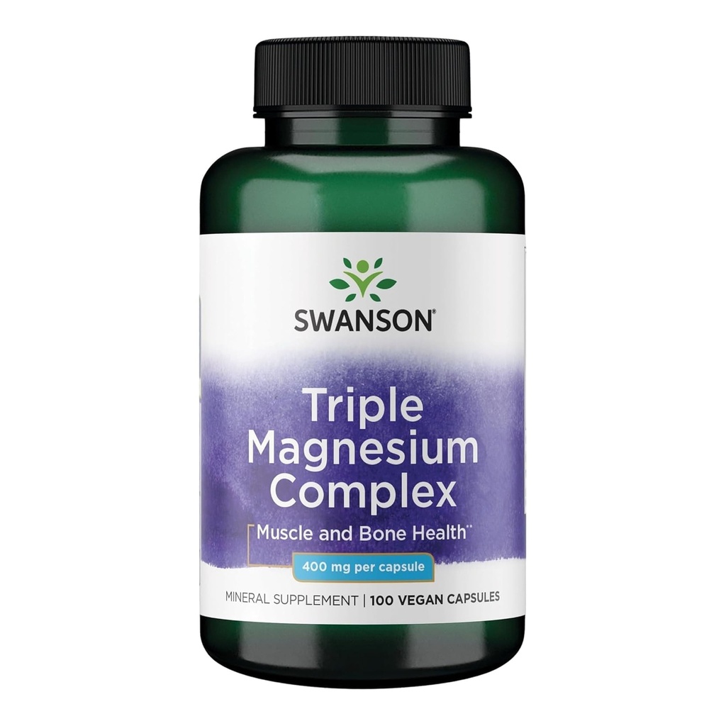 Complejo de magnesio triple de Swanson - 100 cápsulas, 400 mg