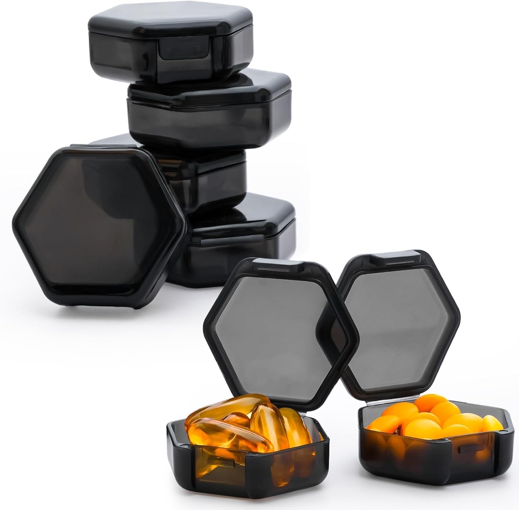 Caja pequeña, 7 paquetes caja de carga de viaje, BPA portátil Mini organizador gratuito para el púrpura de bolsillo, contenedor de vitaminas de medicina diaria, aceite de pescado y almacenamiento de suplementos