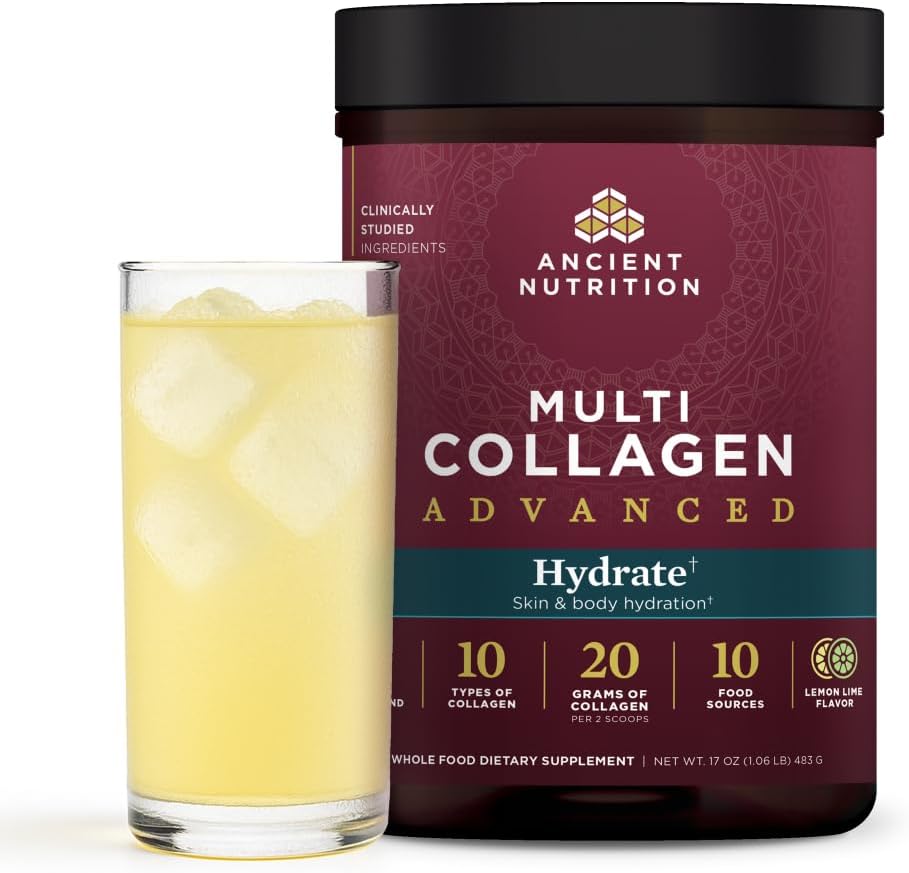 Nutrición antigua Avanzada Multi Collagen Protein Powder Hydrate, Limo de limón, 30 Servimientos