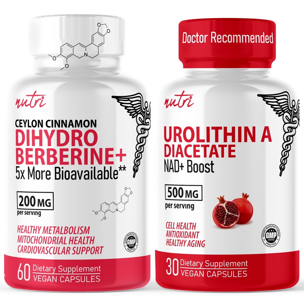 Fusiones de la naturaleza Nutri Dihydroberine (60 cápsulas) " Urolithin A Diacetate 500mg Energy Booster Suplemento