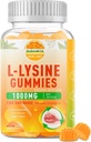 L-Lysine Gummies 1000 mg, Cold Sore Supplement with Immune Support for Lips & Oral, Chewable L Lysine Gummies for Adults & Kids, Boost Immune & Collagen, Non-GMO, Vegan, Gluten Free - 60 Condes