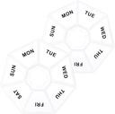 Sibba 7 días organizador de píldoras, 2 Pcs Medicina Pill Box, Titular diario de la pill, Portador de contenedores para bolsillo o propósito, Planificador de medicina para vitaminas Aceite de pescado, Suplementos(Clear)