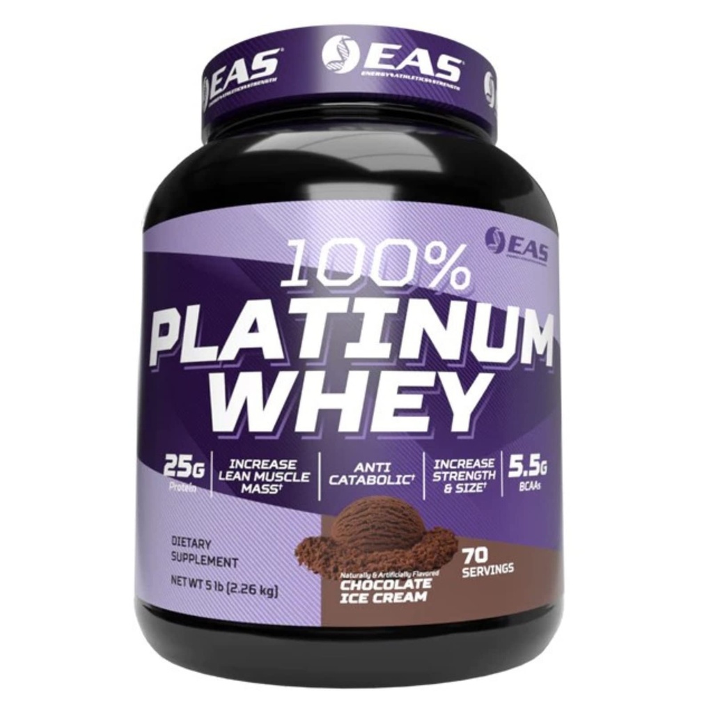 EAS 100% Platinum tención 3 Proteínas ultra-Platino tóxica Aumentar Tamaño &amp; Fuerza Silencio 25g Proteína, 5.5g BCAAs latitud 5 libras (Chocolate Ice Cream)