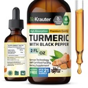 BIO KRAUTER Suplemento Turmérico Tintura - 1200 mg Curcumina Turmérica con extracto de pimienta negra - Alcohol y azúcar libre - gotas vegas 2 Fl.Oz.