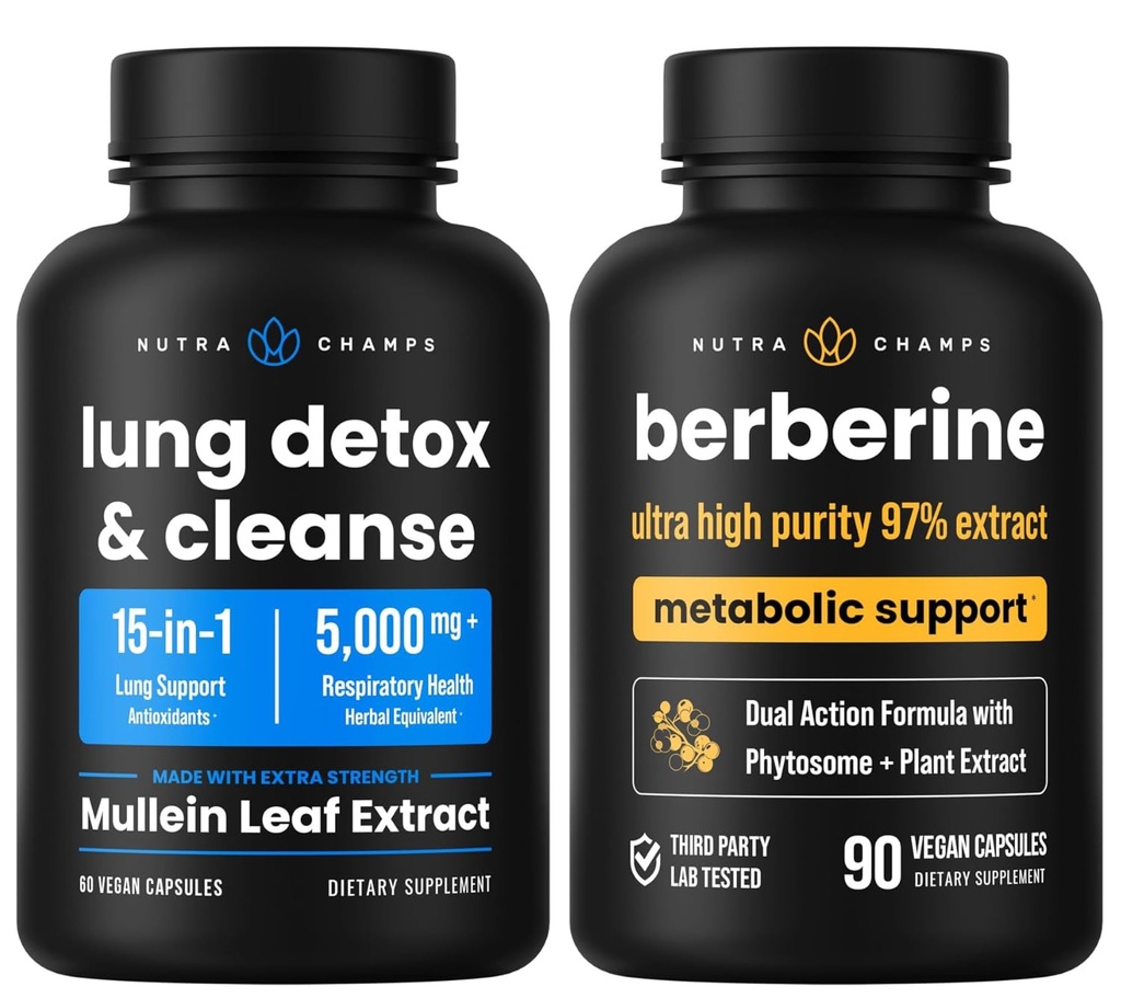 NutraChamps Complete Respiratory &amp; Metabolic Support: Lung Cleanse &amp; Berberine Duo