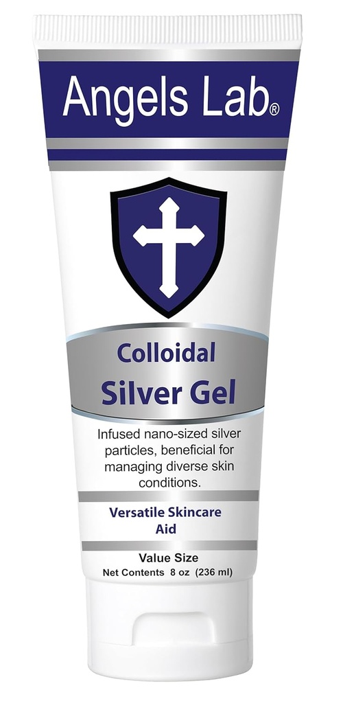 Angels Colloidal Silver Gel Nano Silver Gel Wound Care – Ungüento de sanación sin olor para Burns, Sunburns " Irritated Skin – 8oz Fórmula