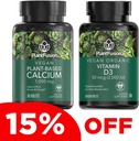PlantFusion Vegan Calcium &amp; D3 Bundle - Premium Plant Based Calcium 1000mg y D3 2000IU Suplementos para el crecimiento de los huesos, la densidad y el soporte de la fuerza &amp; inmunológico