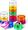 Sieral 7 días organizadores de píldoras estables 7 Compartimientos Cajas redondas Torre vitamina semanal Almacenamiento individual Contenedores Casos de viaje con tapas para medicamentos, vitaminas y suplementos(2 conjuntos)