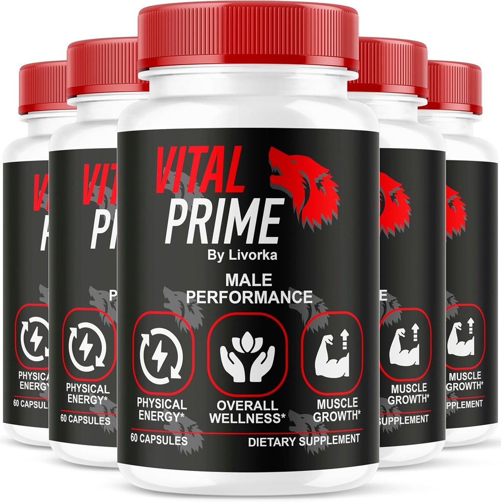 Vital Prime para Hombres, Fórmula Avanzada, Suplemento dietético cápsulas de apoyo para 5 meses, Pack de 5