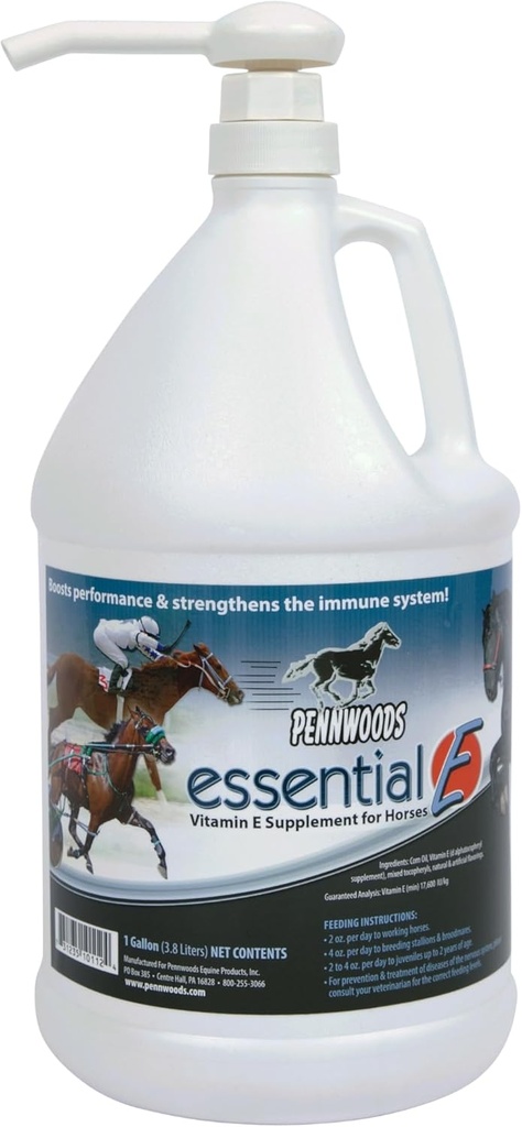 [BRSWIYQBBMBRQ3A3] E esencial: Suplemento E Equino de vitamina E para la salud del caballo, rendimiento, recuperación & nutrición - 1 Gallon