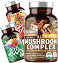 Número 1 Nutrición N1N Complejo Premium de Mushroom [10 Potentes Setas] y Super Frutas & Verduras [40 Frutas enteras & Verduras], 2 Pack Bundle