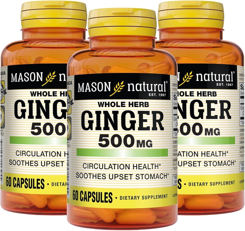 [BRSW2CQ7BUBRY234] MASON NATURAL Hierba entera 500 mg, 6 meses de suministro, suplemento herbal natural, 60 cápsulas (3 paquete)
