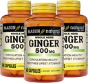 MASON NATURAL Hierba entera 500 mg, 6 meses de suministro, suplemento herbal natural, 60 cápsulas (3 paquete)