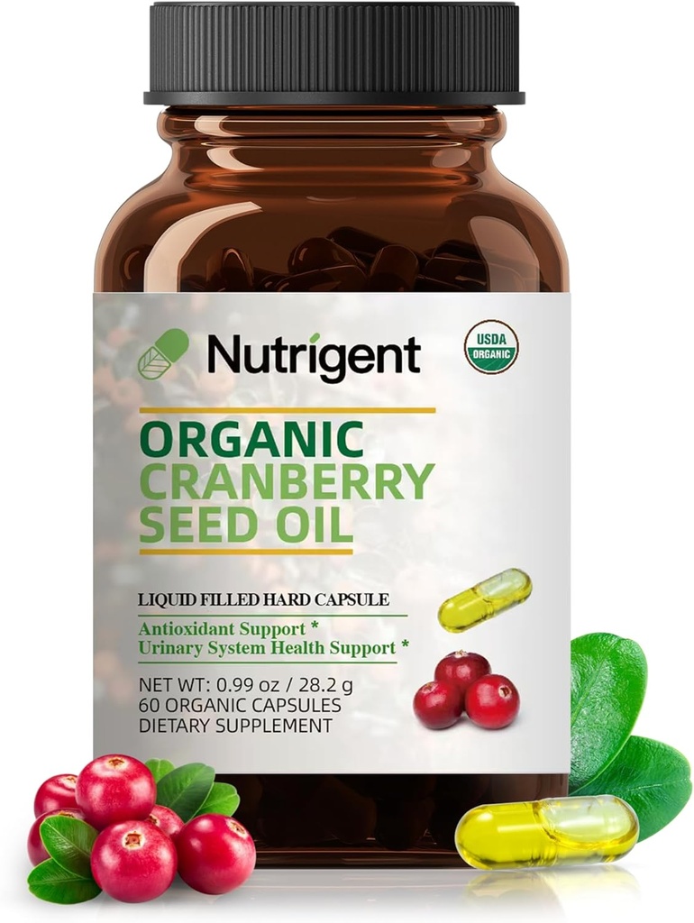 [BRSRAFT4PJ5WGGTJ] USDA Aceite de semillas de arándanos 100% puro 940 mg, ácidos grasos omega 3-6-9, cápsulas orgánicas líquidas, salud urinaria y apoyo a la salud de la piel, 60 cápsulas