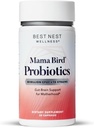 Best Nest Wellness Mama Bird Probiotics - Suplemento de Salud Digestivo Ayudas Gut - Apoyo cerebral - 50 Billion CFU Multi-Probiótico Suplemento para Mujeres - Apoyos Saludable Gut Biome - 30 cápsulas