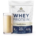 Proteína de la vieja nutrición Fed Whey Protein, 23g Proteína, Péptidos de colágeno hidrolizado, Proteína de leche regenerativa orgánica A2/A2 (35 Servimientos, Bean de vainilla)