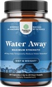 Water Away Herbal Diuretic Pills High Strength - Fluid Retention Supplement with Dandelion Leaf Extract " Green Tea for Bloating Relief for Women " Men - Capsules for Leg " Feet Swelling - 60 Count