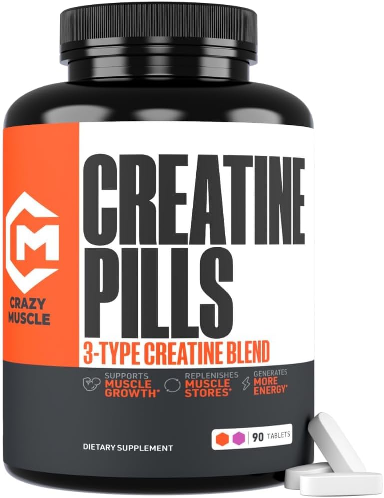 [BRSWECQTBEOWGA37] Mosculo Loco, Píldoras de Creatina, 5g 3X Monohidrato de crema pura, Ganador de masa muscular de gran tamaño de entrenamiento, alta absorción fácil de tomar 3Atine 3 Tipo de rendimiento óptimo para hombres de crecimiento magro
