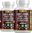 Mushroom Suplemento con Lion's Mane Turkey Tail Reishi Cordyceps Chaga Marshmallow Root - 120 Conde