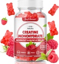 softbear Cretina Monohydrate Gummies para Hombre Mujer, Vegan Creatine Suplemento 5000mg Creatine HCL Pre Workout Gummies para Muscle Builder Strength Raspberry Flavor 60 Conde