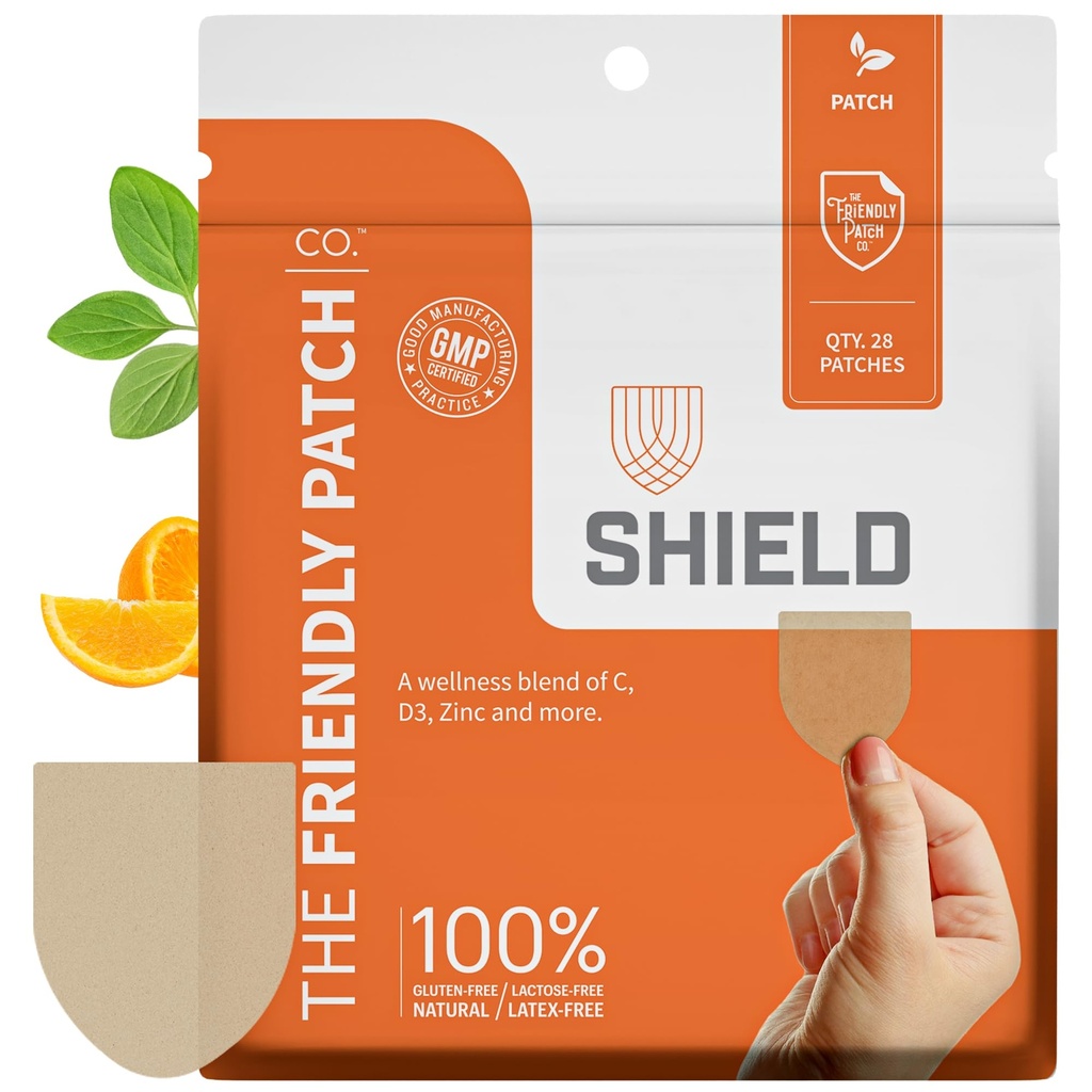 The Friendly Patch Shield Immunity Support Patch ¦ Boosters Immune Wearable para adultos con vitamina D3, C y Zinc ANTE 28 Patches Immunity Boost
