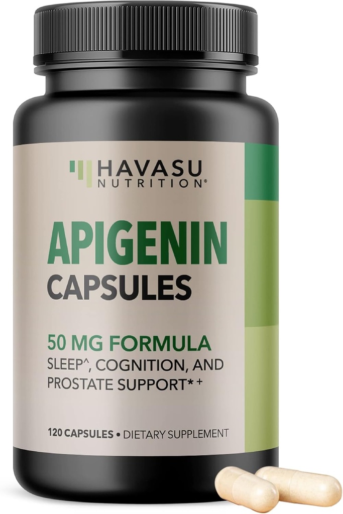 Apigenin Capsules 50mg - 120 Conde Vegan, Non-GMO, Sleep & Cognitive Support Supplement - Chamomile Flavonoid for Relaxation, Prostate Health, Melatonin-Free, Liposomal Formula for Enhanced Absorption