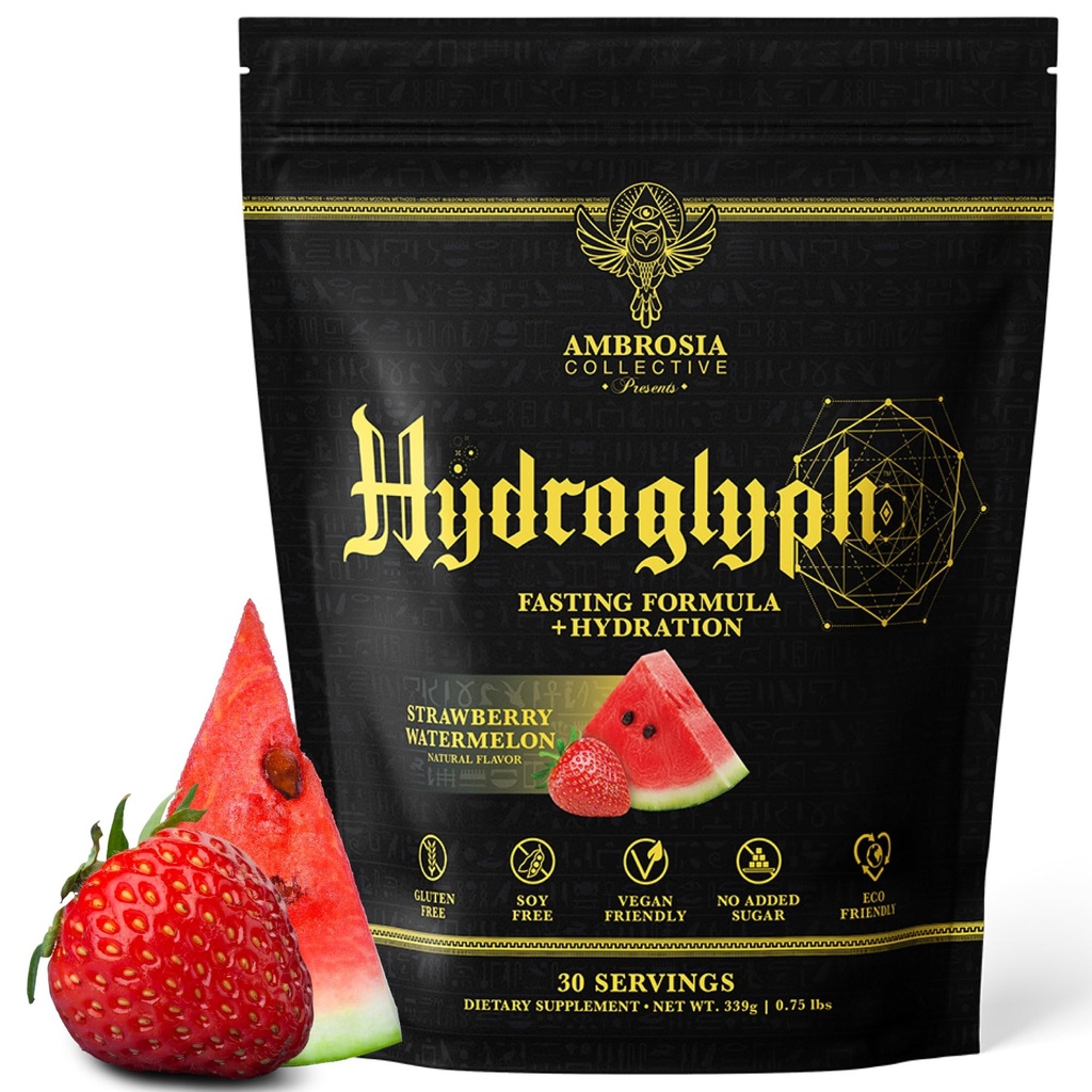 Ambrosia Fasting Electrolytes Powder | EAA Amino Acids, BCAA & HMB | Sugar Free Hydration with Coconut Water | Vegan, Gluten Free | 30 Servings | Strawberry Watermelon
