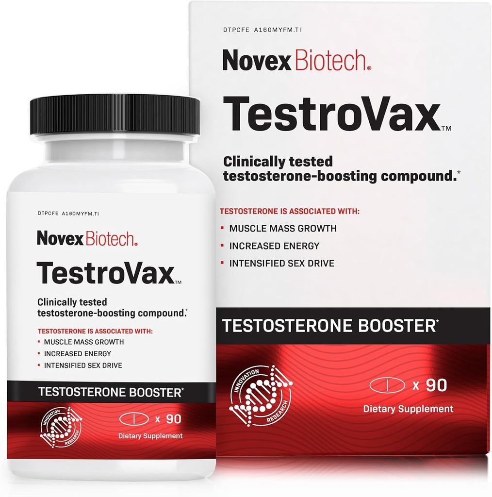 Novex Biotech Testrovax, Mejor Booster de Testosterona para Hombre - T Booster - Fenugreek & Ashwagandha - Aumentar los niveles de testosterona en 12 días*, suministro de 30 días