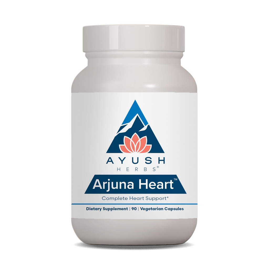 Ayush Herbs Arjuna Heart, Herbal Supplement for Heart Support, Heart-Protection Capsules for Hombre and Women, 90 Vegetarian Capsules