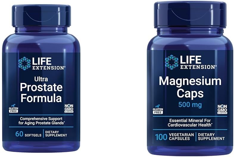 Extensión de la vida Fórmula ultraprostata " Capas de magnesio, 500 mg, óxido de magnesio, citrato, succinado, salud cardíaca, huesos saludables, apoyo metabolismo, 100 cápsulas vegetarianas
