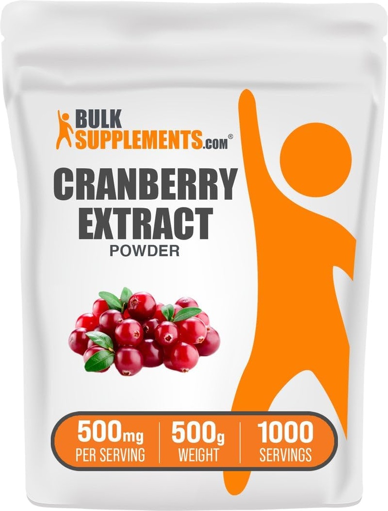 BulkSupplements.com Polvo Extracto de arándano - Polvo Sabor de arándano, Fuente de Vaccinium Macrocarpon Fruit - Vegan & Gluten Free, 500 mg por Serving, 500g (1.1 libras) (Pack of 1)