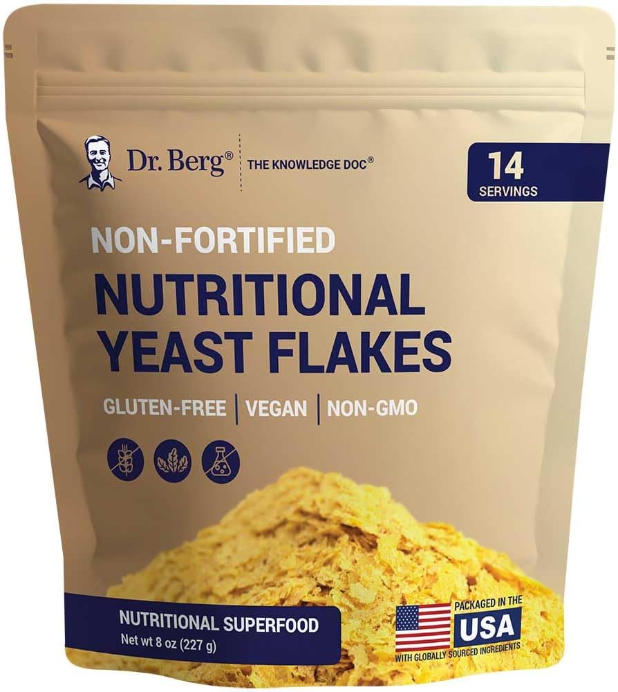 Dr. Berg Premium Levadura Nutricional - Levadura Nutricional No Fortificada Deliciosa con Vitaminas B Naturalmente Occurriendo - 8oz