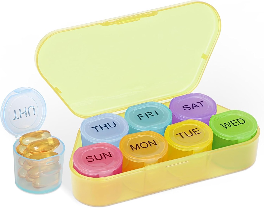 NatureTouch Organizador semanal de píldoras, organizador de medicina libre BPA Rainbow 11 Day Pill Box, Contenedor diario de píldoras portátiles para píldoras/Vitamin/Fish Oil/Supplements [última versión],Yellow