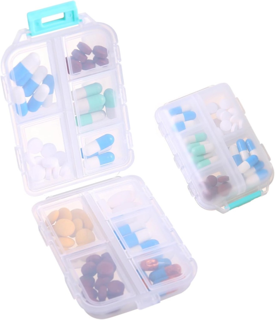 1Pack Travel Pill Organizer - Caja de 10 Compartimientos, Caja de Píldora compacta y portátil, perfecta para el almacenamiento en marcha, Soporte de Píldora para blanco de proa