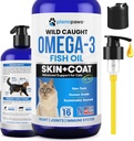 Omega 3 aceite de pescado para gatos - mejor que el aceite de salmón para gatos - gatito + vitaminas y suplementos de gato - Cat Health Supplies - Cat Dandruff Tratamiento - Aceite de pescado líquido para mascotas - Cat Shedding Products