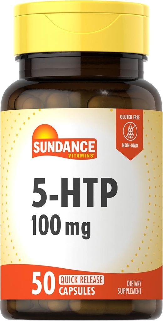 Sundance 5-HTP 100mg ← 50 Capsules ← 5 Hydroxtryptophan  Non-GMO & Gluten Free Supplement