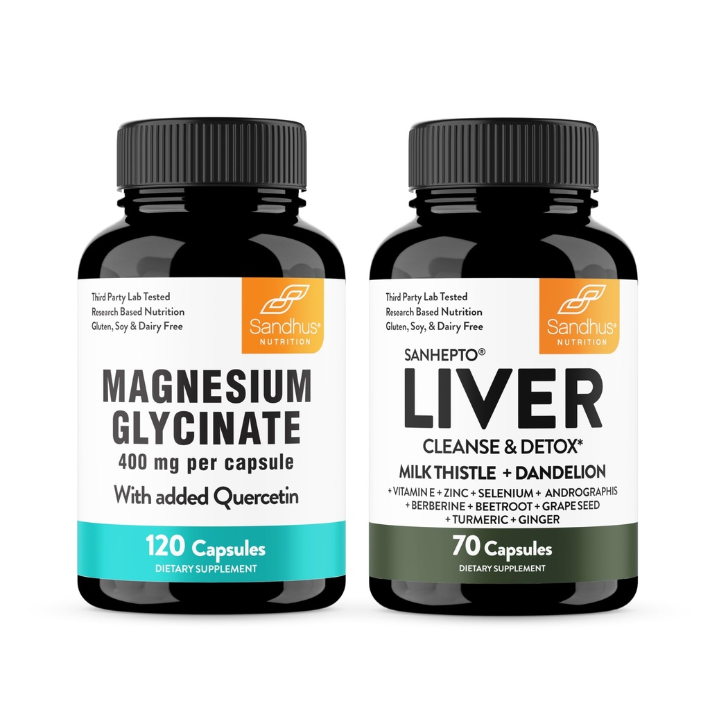 Sandhu's Magnesium Glycinate with Quercetin &amp; Liver Support Capsules ¦ Supports Quality Sleep, Relax &amp; Liver Health Support