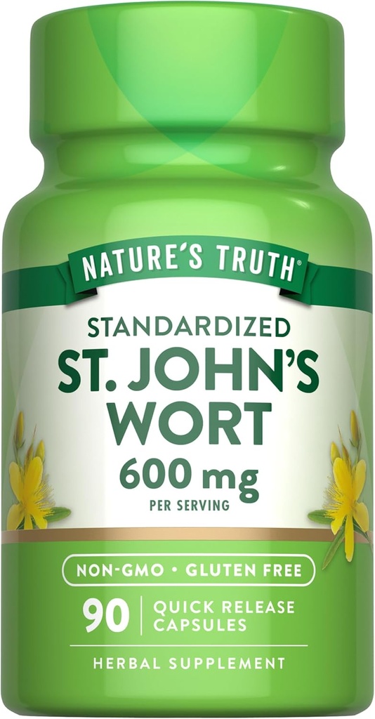 [BRSWICQBBAEBQ2Y7] La verdad de la naturaleza St Johns Wort 600mg ← 90 Capsules  sometida Standardized Extract Silencio No GMO & Gluten Free Supplement